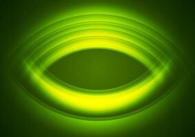 Green shiny technology background with abstract glowing curves vector