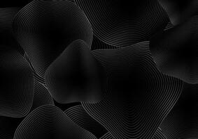 Black and grey metallic wavy linear shapes abstract geometric background vector