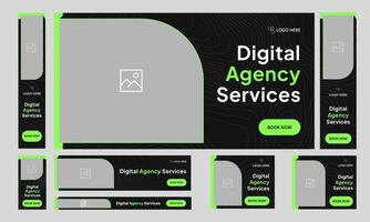 Digital agency services web set banner design, digital marketing web bundle banner design, digital banner, fully customizable eps 10 file format vector
