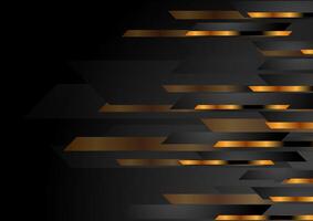 Golden and black abstract geometric tech background vector