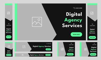 Digital agency services web set banner design for social media post, digital marketing agency web bundle banner design, standard banner design, editable eps 10 file format vector