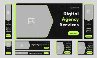 Web bundle banner design for social media post, digital marketing agency web set banner design, editable eps 10 file format vector