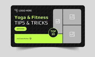 Editable thumbnail banner design template, cover banner design, yoga and fitness tips and tricks thumbnail design, fully customizable eps 10 file format vector