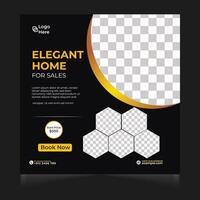 Modern home for sell social media post. real state home with facebook and instagram post or web banner template design. modern home with black and yellow color. eligant home for sales. vector