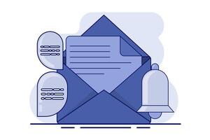 Newsletter subscription concept. Email Service with Correspondence Delivery. Alerts and bells, Email Newsletter Notifications, Marketing Announcements, Digital Communications, Customer Alerts. . vector