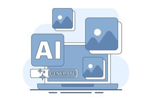 model training concept using big data in machine learning. AI content creation with AI-powered assistant for writing articles, artificial intelligence coding. illustration. vector