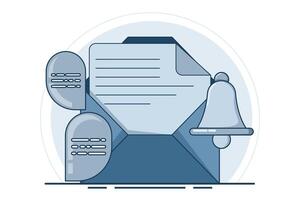 Newsletter subscription concept. Email Service with Correspondence Delivery. Alerts and bells, Email Newsletter Notifications, Marketing Announcements, Digital Communications, Customer Alerts. . vector