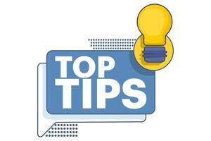 Top Tip Concept. megaphone speaker in your hand to make announcements. Attention please. Screaming person, advertising speech symbol, top end symbol. Thought speech bubble with quote. vector