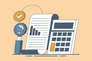 Performance data analysis concepts, investment reports, marketing studies, audition services, Statistics and analytics concepts, business performance reports, marketing research services. flat . vector