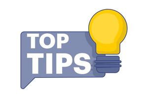 Top Tip Concept. megaphone speaker in your hand to make announcements. Attention please. Screaming person, advertising speech symbol, top end symbol. Thought speech bubble with quote. vector