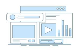 Social media analysis concept, Monitoring content performance on social media, Advertising campaign analysis report with graphs and charts, flat illustration on background. vector