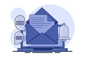 Newsletter subscription concept. Email Service with Correspondence Delivery. Alerts and bells, Email Newsletter Notifications, Marketing Announcements, Digital Communications, Customer Alerts. . vector