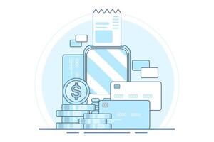 payment card concept, purchase with debit card. Contactless payment system or technology, EMV chip. NFC electronic online transactions and payments with a wireless system. flat illustration. vector