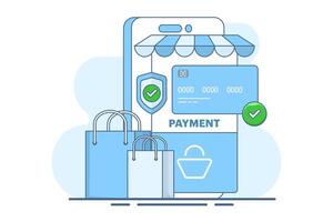 E-commerce checkout page concept with payment method in shopping cart, secure payment gateway. Select and activate a suitable mobile payment method for a seamless online shopping experience. . vector