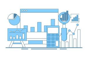 Concept about data analysis, business analysis, market research, product testing, business profit or loss report, web report dashboard monitor and data analysis research, business management. vector