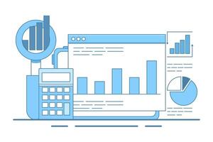 Concept about data analysis, business analysis, market research, product testing, business profit or loss report, web report dashboard monitor and data analysis research, business management. vector