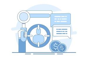 concept of customer demographics or target audience, market segmentation, consumer behavior and marketing strategy icon. sales generation and customer attraction. isolated on background. vector
