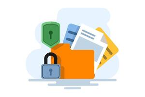 Data security and privacy concept. File protection. Safe confidential information. Document data secures locked secret access. privacy protection, personal secret digital electronic lock. . vector