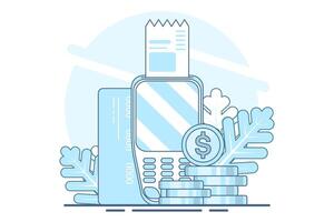 payment card concept, purchase with debit card. Contactless payment system or technology, EMV chip. NFC electronic online transactions and payments with a wireless system. flat illustration. vector