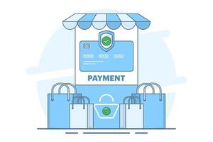 E-commerce checkout page concept with payment method in shopping cart, secure payment gateway. Select and activate a suitable mobile payment method for a seamless online shopping experience. . vector