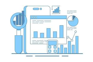 Concept about data analysis, business analysis, market research, product testing, business profit or loss report, web report dashboard monitor and data analysis research, business management. vector
