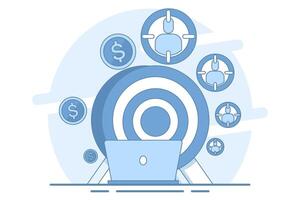 concept of customer demographics or target audience, market segmentation, consumer behavior and marketing strategy icon. sales generation and customer attraction. isolated on background. vector