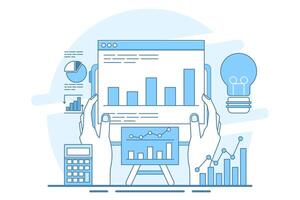 Concept about data analysis, business analysis, market research, product testing, business profit or loss report, web report dashboard monitor and data analysis research, business management. vector