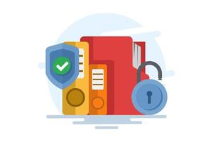 Data security and privacy concept. File protection. Safe confidential information. Document data secures locked secret access. privacy protection, personal secret digital electronic lock. . vector