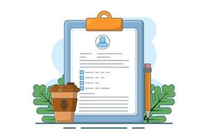 Job recruitment concept. Online job interview, HR Manager looking for potential job candidates and analyzing CV, applying for job positions, job recruitment process. Flat illustration. vector