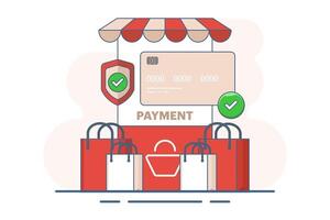 E-commerce checkout page concept with payment method in shopping cart, secure payment gateway. Select and activate a suitable mobile payment method for a seamless online shopping experience. . vector