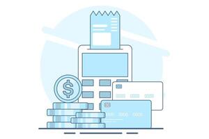 payment card concept, purchase with debit card. Contactless payment system or technology, EMV chip. NFC electronic online transactions and payments with a wireless system. flat illustration. vector