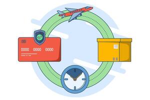 Express delivery service concept. Flying parcel delivery. online delivery via mobile application. template e-commerce, fast delivery service, package delivery. delivery courier. vector