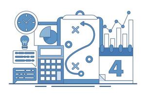 Business planning concept with data analysis, business analysis, sales market research, strategic analysis, product testing, business reports, company performance consulting.business management. vector