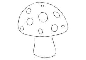 Black and white dotted mushroom ideal for various activities flat design. Coloring page of dotted mushroom vector