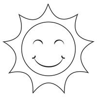 Black and white smiling sun. Coloring page of smiling sun vector