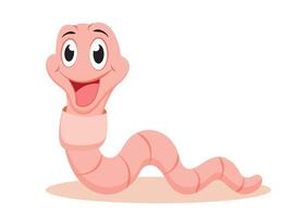 Happy cute smiling worm flat design isolated on white background vector