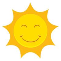 Smiling sun flat design isolated on white background vector
