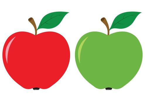 rojo y verde manzana en plano estilo aislado en blanco antecedentes vector