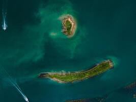 Aerial view over the small island photo