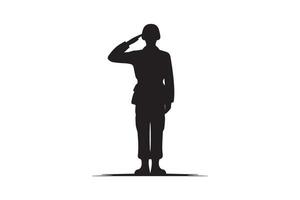 an army soldier saluting silhouette. soldier saluting on the on white background vector