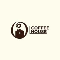 A brown and white logo with coffee beans house vector