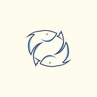Tuna two fish logo simple design vector