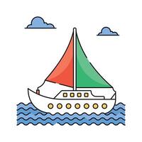Explore the open water, sailing boat icon design, easy to use and download vector