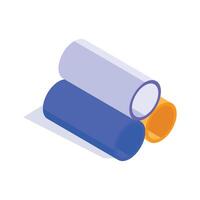 An isometric icon of PVC pipes, commonly used for plumbing and construction projects vector