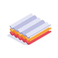 Get this isometric icon of roof sheets in trendy design style vector