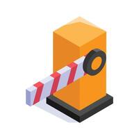 Well designed isometric icon of road barrier, used to controlling access vector