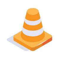 Take your hands on this amazing isometric icon of construction cone vector