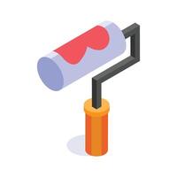 Premium isometric icon of paint roller, customizable design vector