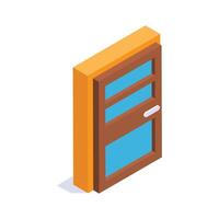 A handy isometric icon of the door ready for installation in a construction or renovation project vector