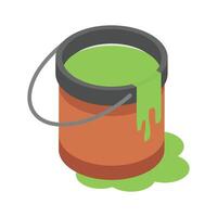Premium isometric icon of paint bucket in customizable design vector